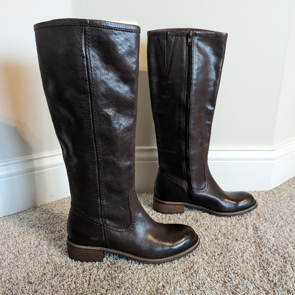 Coldwater Creek Brown Leather Tall Riding Boots sz 6